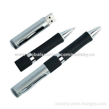 Promotional Pen Shape USB Drive, 64MB to 32GB Flash Memory, Logo Imprint and Advertisement DataNew